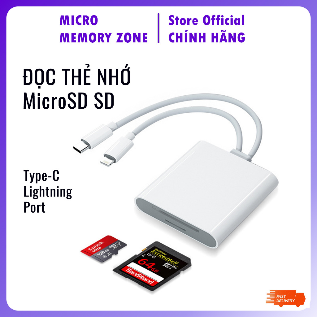 🔥 Đầu đọc thẻ nhớ SD TF MicroSD Type-C iOS Lightning USB Micro SD TF TypeC 🔥 Card reader CF TF Micro
