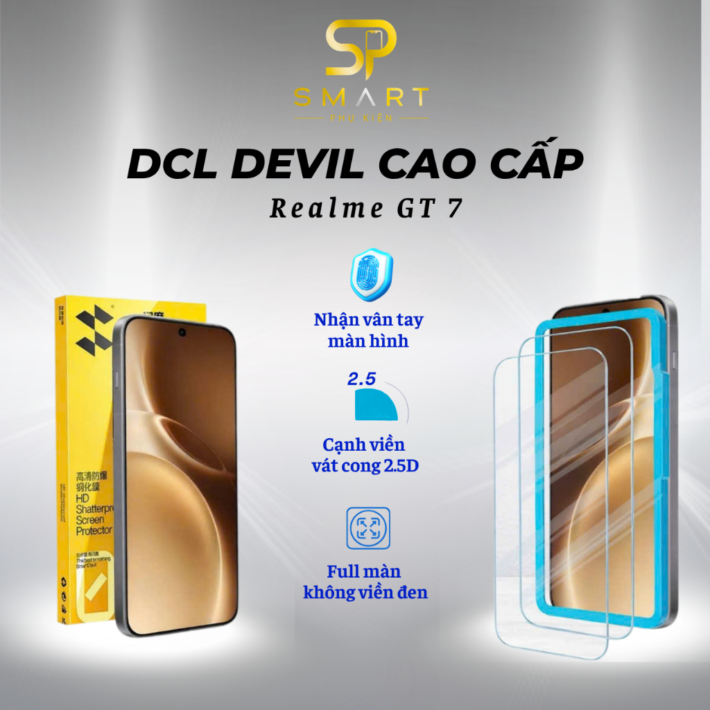 Kính Cường Lực Tự Dán Smart DEVIL Realme GT 7  - Chống Trầy Xước Ánh Sáng Xanh