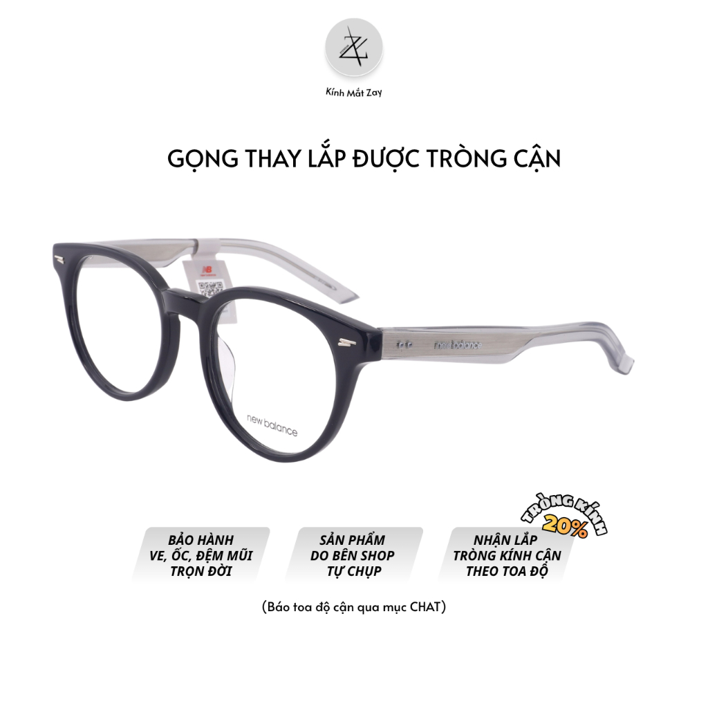 Gọng kính New Balance NBN06256X dáng tròn nhựa acetate chính hãng full box