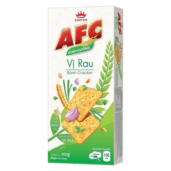 Bánh cracker AFC Rau/ Lúa Mì/ Tảo Biển/ Cốm Non/ Gà Sả Tắc/ Hạt và Thảo Mộc Vị Bắp Xào Bơ 172g/109g