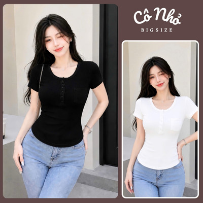 Áo Thun Bigize Nữ Tay Ngắn Vạt Bầu Che Bụng Tốt Dáng Áo Croptop Tôn Dáng Vải Thun Gân G13
