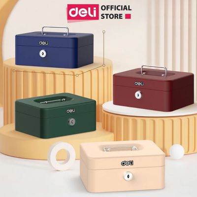 Hộp Đựng Tiền Kim Loại DELI Hộp Đựng Trang Sức Nhiều Màu Sắc Bảo Vệ Tài Sản Cho Nhà Cửa Văn Phòng