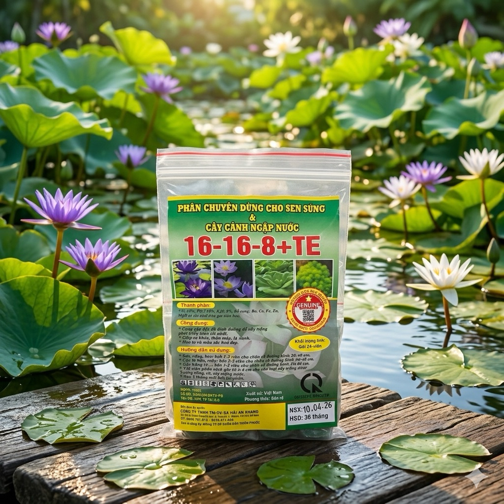 Phân cho sen - súng ( cây cảnh ngập nước) 16-16-8 +te