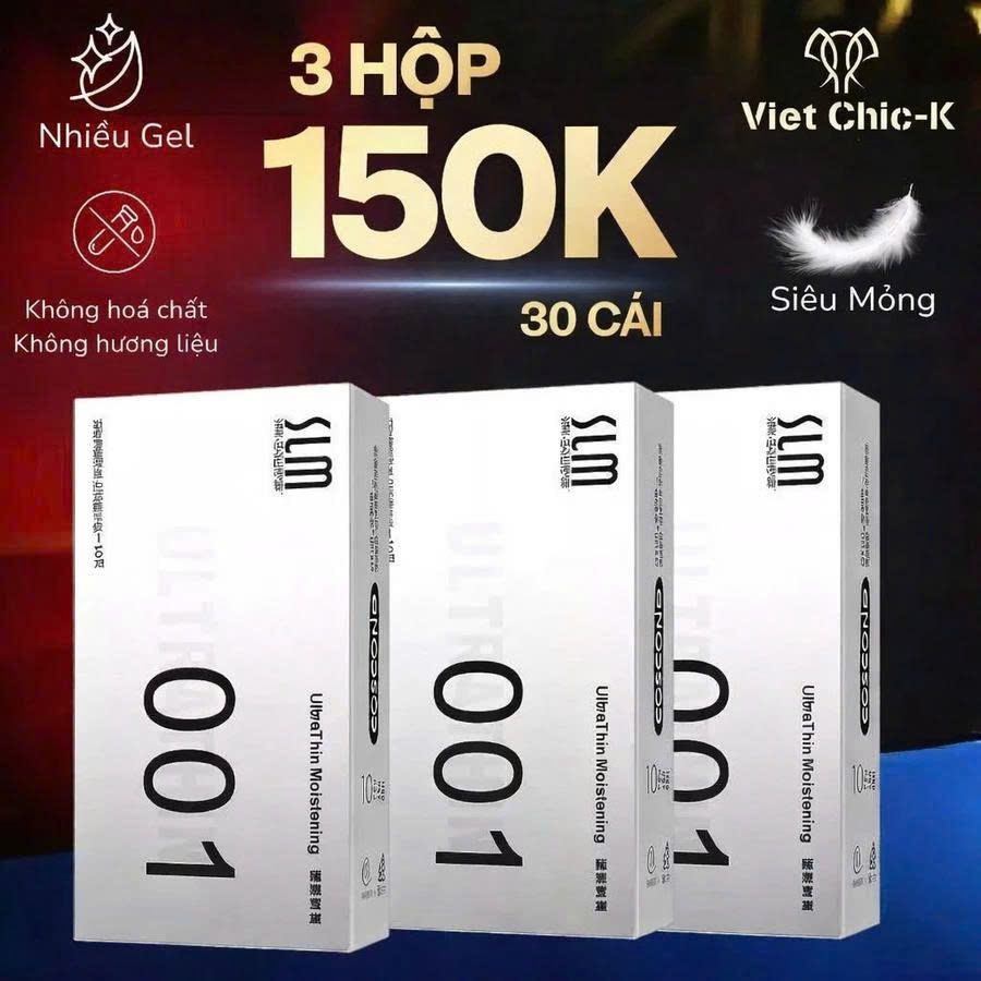 Bao cao su gia đình siêu mỏng 001mm  Size 52mm Truyền Nhiệt Tốt Chân Thật Siêu Nhiều Gel