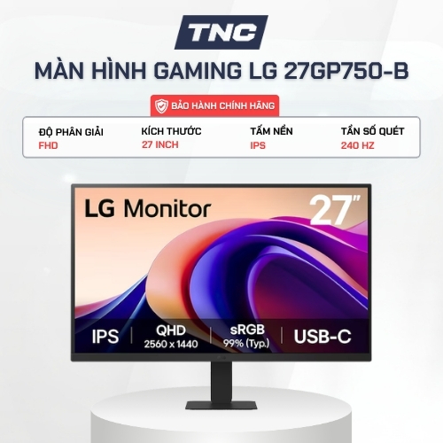 Màn Hình Đồ Hoạ LG UltraGear 27GP750-B 27 inch/ IPS/ FullHD/ 240Hz - Bảo hành 24 Tháng - TNC STORE