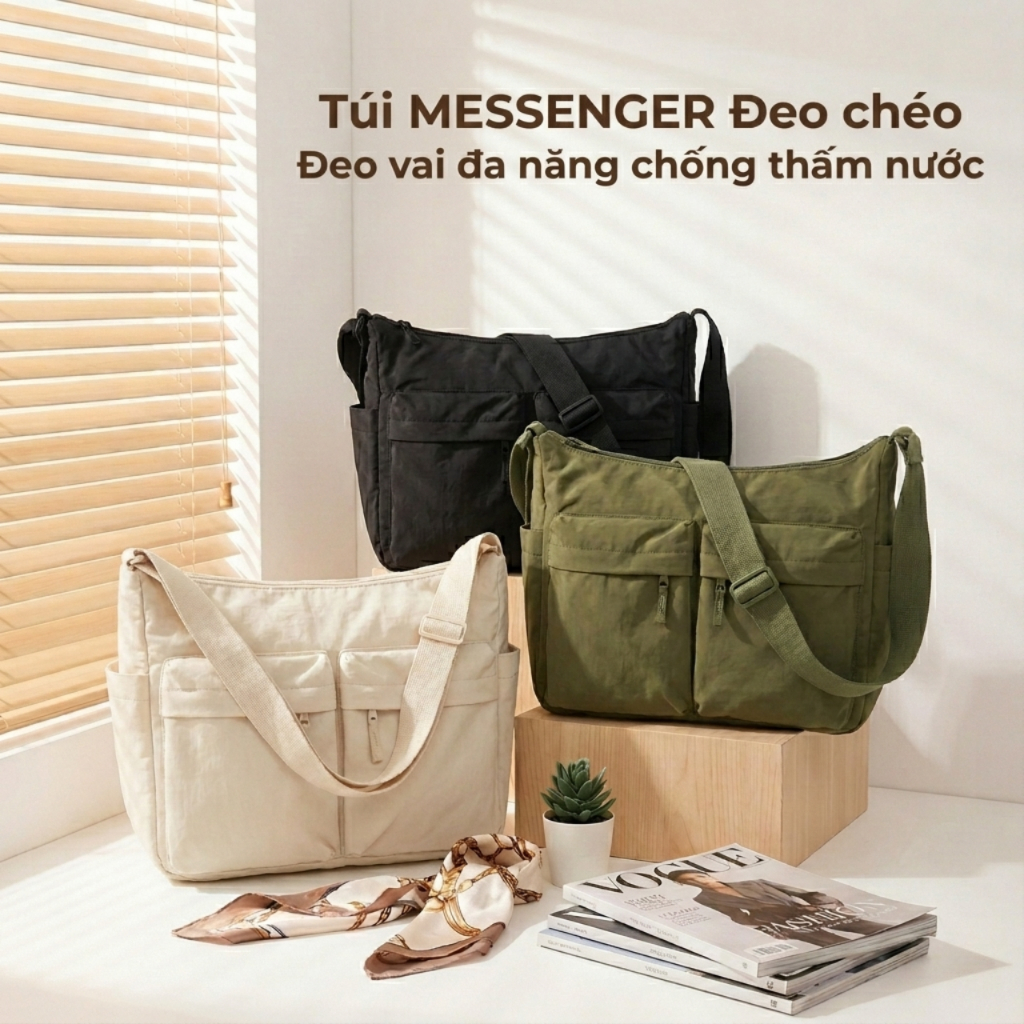 Túi Đeo Chéo Nam Nữ Đeo Vai Đa Năng Nhiều Ngăn Vải Chống Thấm Nước Đi Học Đi Chơi UNISEX Dễ Phối Đồ
