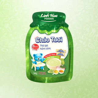 [6m+] Cháo Tươi Thịt Gà Hầm Cốm 180g Xay Nhuyễn - Không Gia Vị