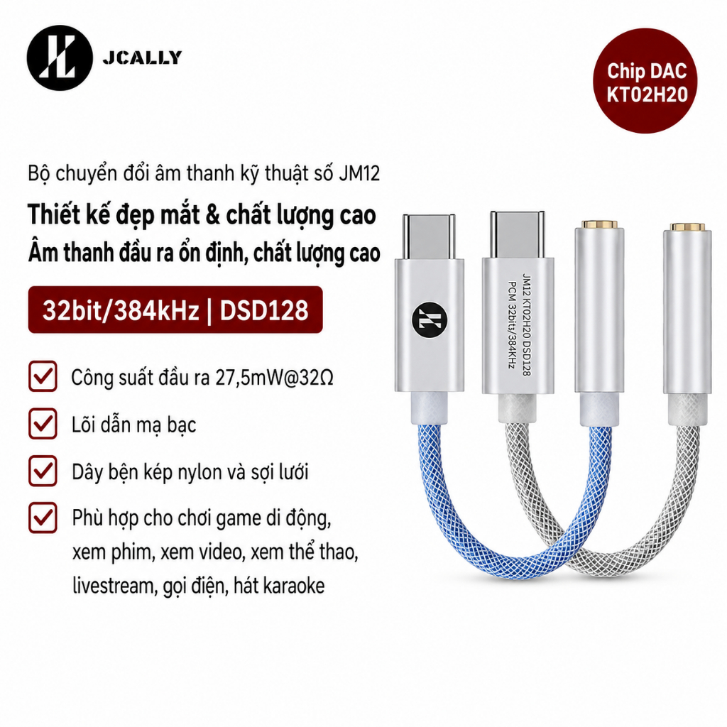 [NEW]  JCally JM12 Dongle DAC/AMP Đầu chuyển tai nghe Type C to 3.5mm | QMTECH STORE | BigBuy360 - bigbuy360.vn