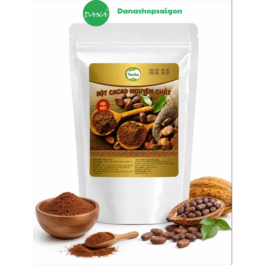 Cacao Powder - Bột Cacao nguyên chất Neicha túi 500g