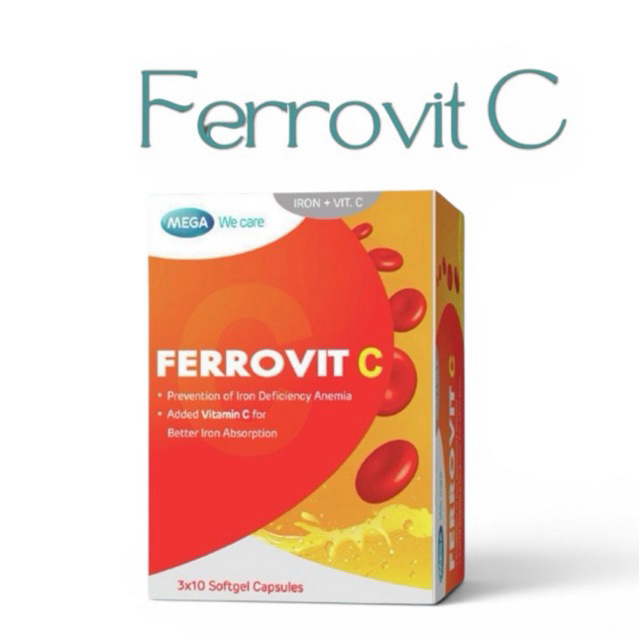 Viên uống Ferrovit C Mega thiếu máu thiếu sắt hộp 30v