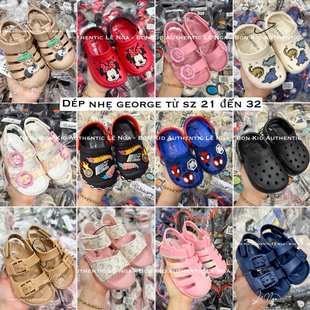 Dép nhẹ/ sục bé trai bé gái George_UK Sz từ 21 đến 32 (Lưu ý đo chân chuẩn không trừ hao)