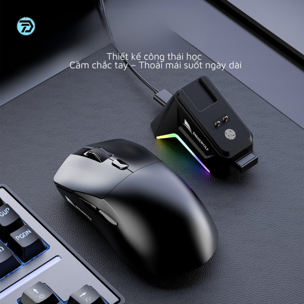 [Trần Đạt Computer]  Chuột Gaming Smailwolf M3 Đốc Sạc Wireless 3 Mode - LED RGB - 12000 DPI - Chơi Game FPS Văn Phòng | BigBuy360 - bigbuy360.vn