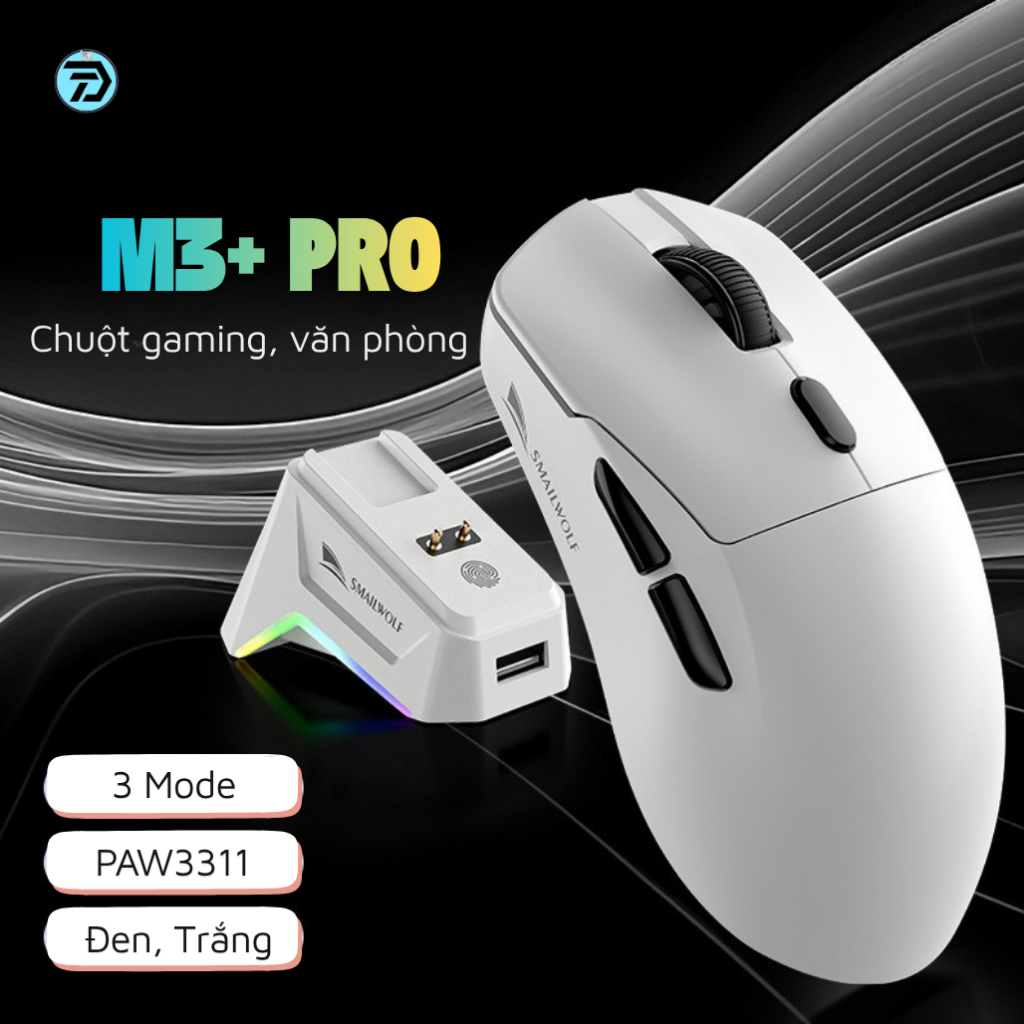 [Trần Đạt Computer]  Chuột Gaming Smailwolf M3 Đốc Sạc Wireless 3 Mode - LED RGB - 12000 DPI - Chơi Game FPS Văn Phòng | BigBuy360 - bigbuy360.vn