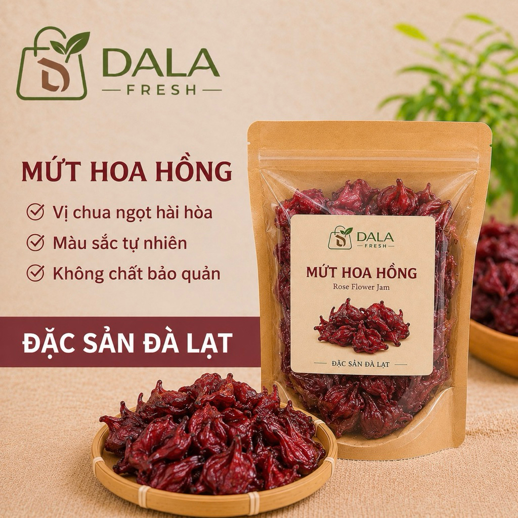 Mứt Hoa Atiso Đỏ DL FRESH Đặc Sản Đà Lạt – Chua Ngọt Tự Nhiên, Dẻo Thơm, Ăn Vặt Healthy