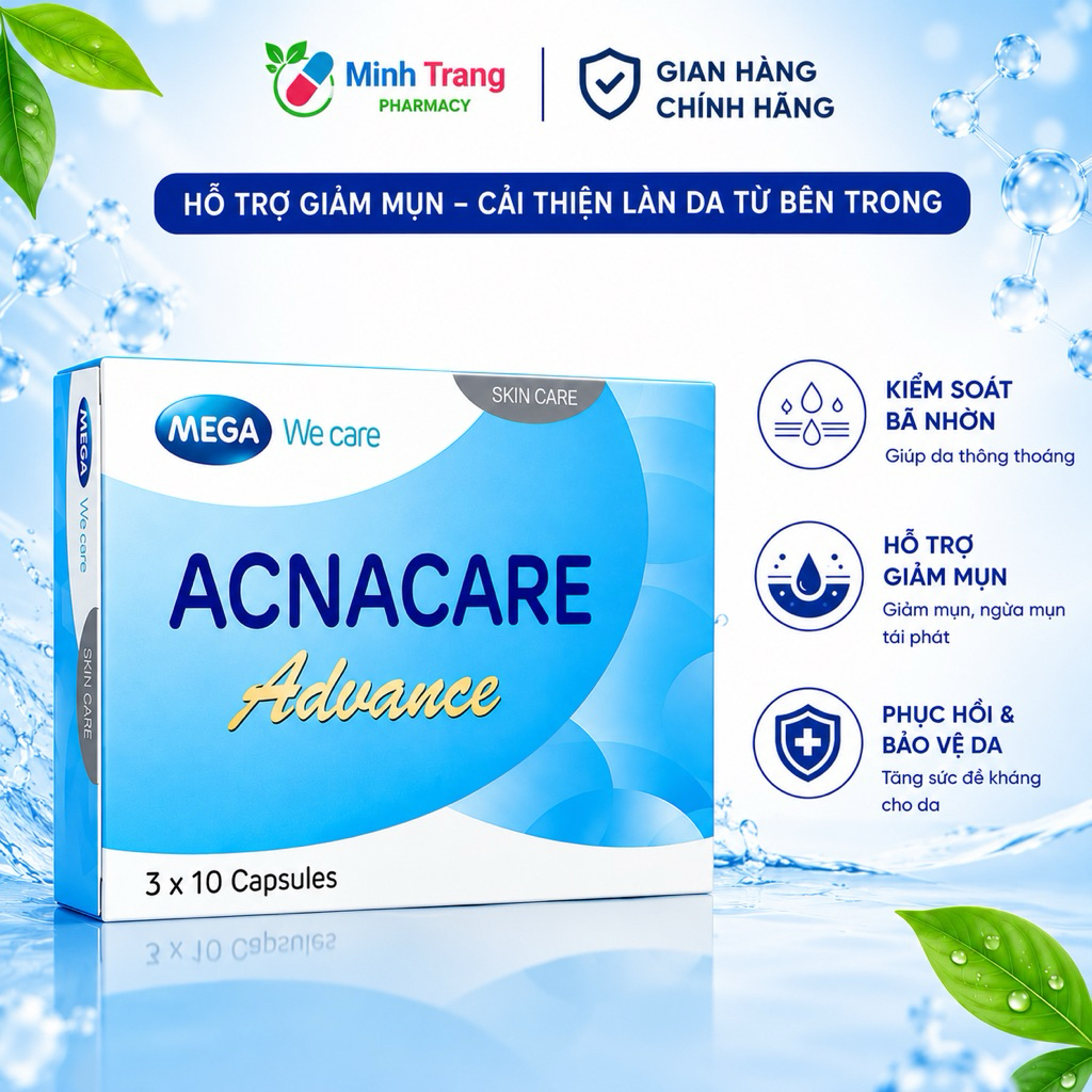Acnacare Advance Mega We Care – Hỗ Trợ Giảm Tiết Bã Nhờn, Chăm Sóc Da – Hộp 30 Viên