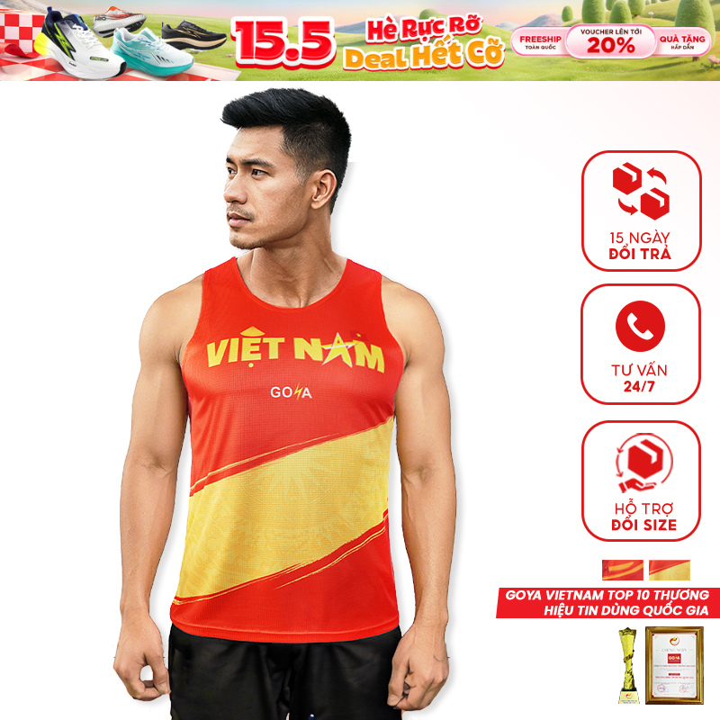 Áo Thể Thao Chạy Bộ GOYA Việt Nam Độc Lập Và Tự Hào Dân Tộc Kỷ Niệm - Siêu Nhẹ, Thoáng Khí
