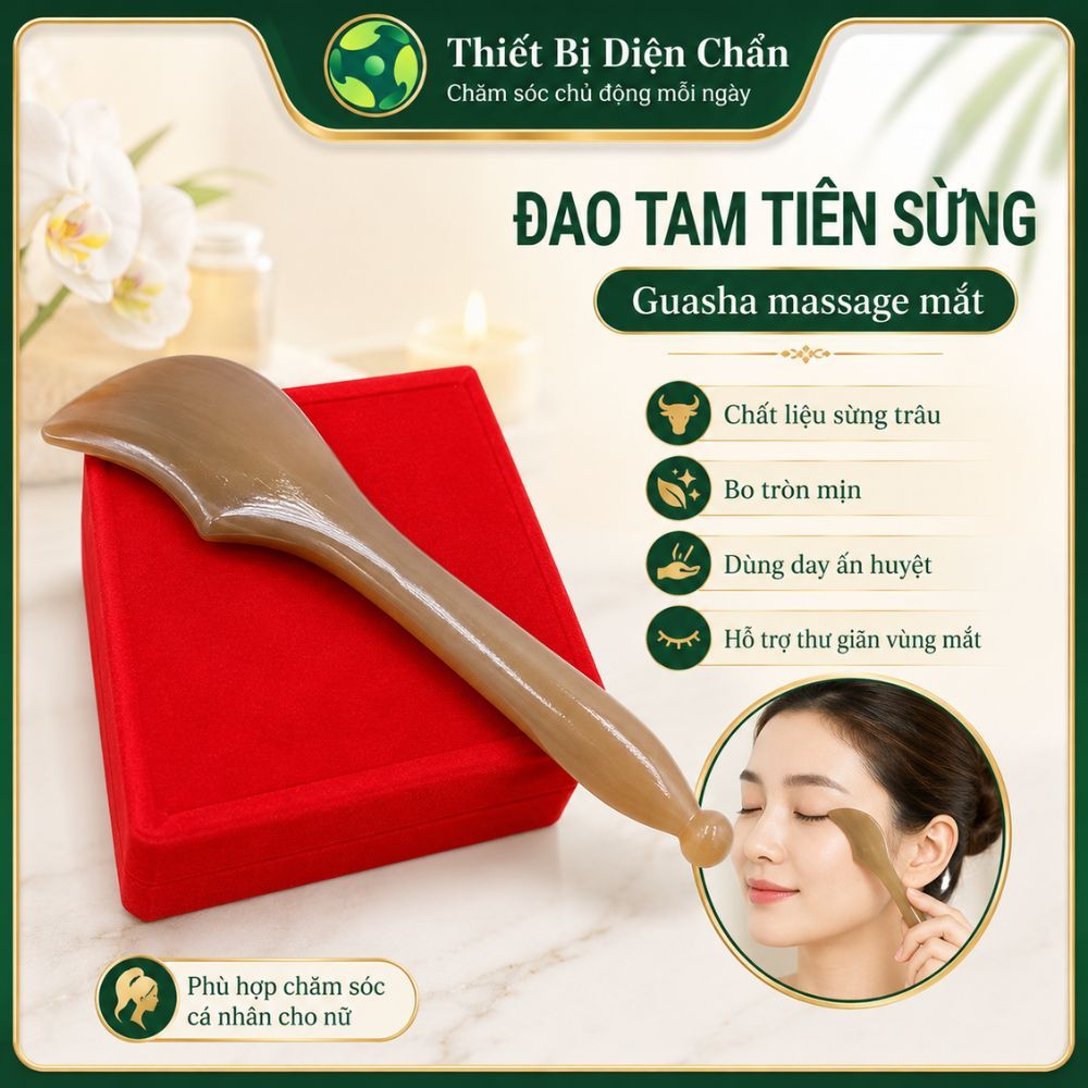 Dụng cụ Guasha Massage Đao Tam Tiên Sừng chăm sóc mắt, nội tiết tố phụ nữ