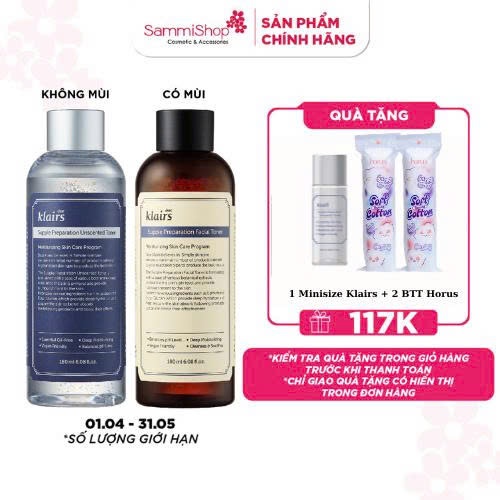 Nước hoa hồng Klairs Supple Preparation Toner