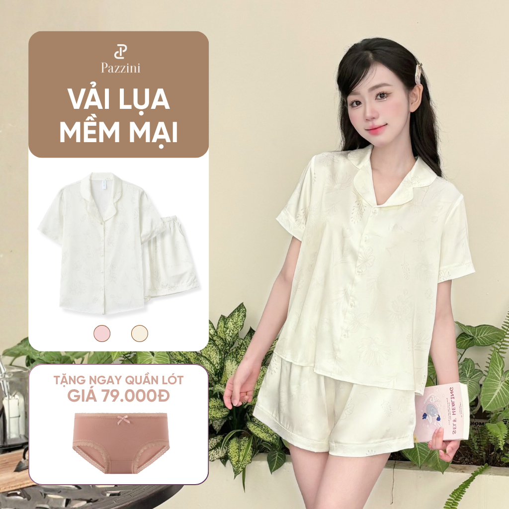 Bộ mặc nhà Pijama Pazzini cổ bẻ chất lụa mềm mại, co giãn phù hợp nhiều dáng người - SW001