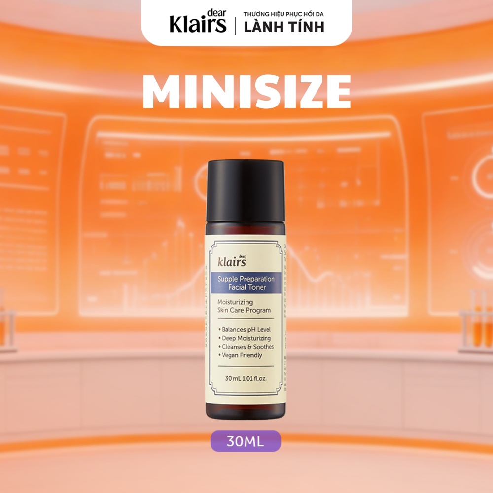 [Minisize] Nước hoa hồng Dear, Klairs Supple Preparation Facial Toner mini hỗ trợ làm dịu da 30ml
