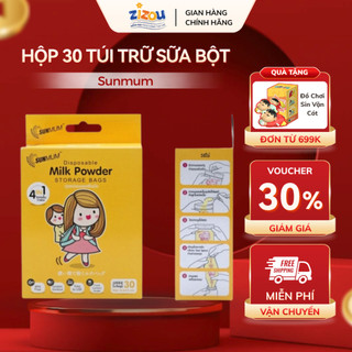 Túi Trữ Sữa Bột Sunmum Chính Hãng Thái Lan – Khóa Zip 3 Lớp, An Toàn BPA Free, Hộp 30 Túi – ZIZOU