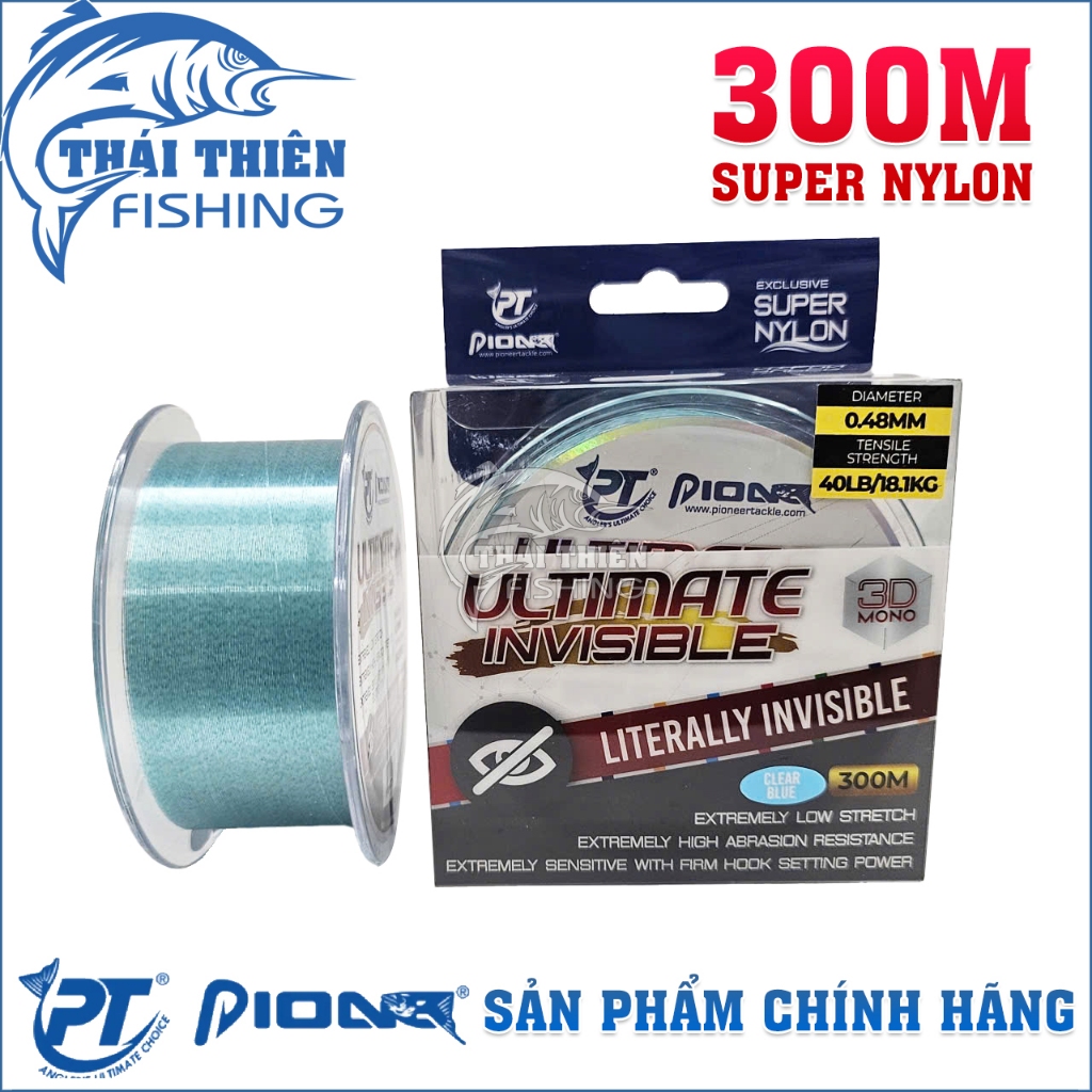Dây Cước Câu Cá Pioneer Ultimate Invisible 300m Chính Hãng Cước Trong Suốt Siêu Bền 12LB-40LB