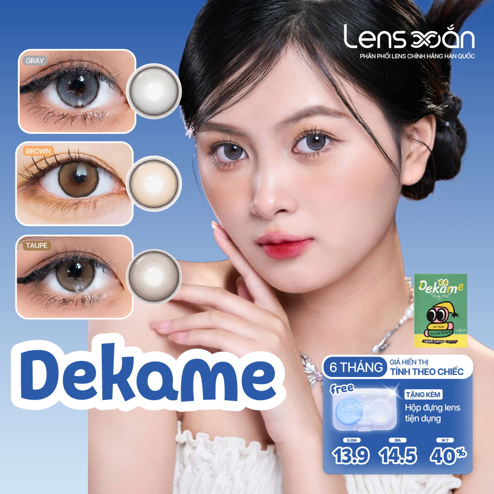 Kính áp tròng cận 6 tháng LENS XOẮN lens giãn tròng có viền trong veo sáng to mắt 14.5 Hàn Quốc ISHA