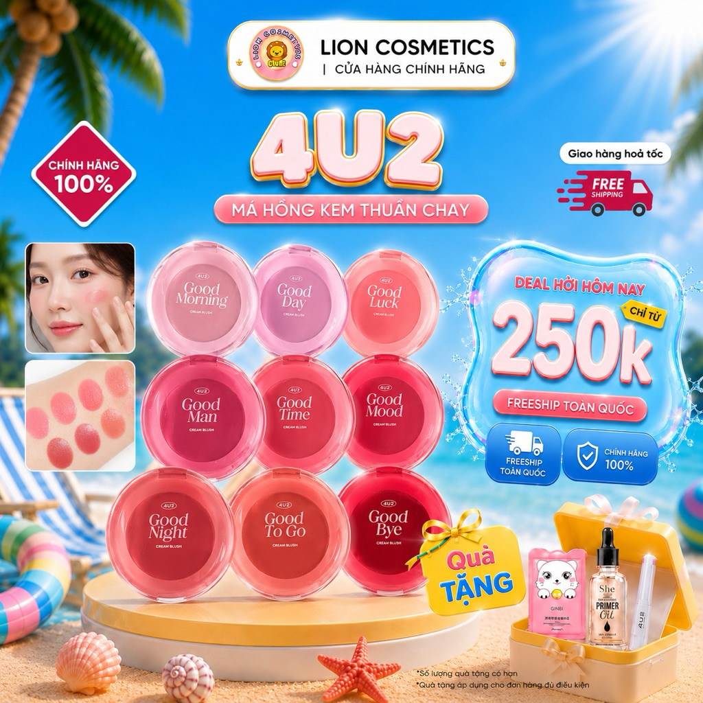 [4U2] Má Hồng Thuần Chay 4U2 Good Mood Jelly Blush Tự Nhiên, Căng Bóng Chuẩn Hàn