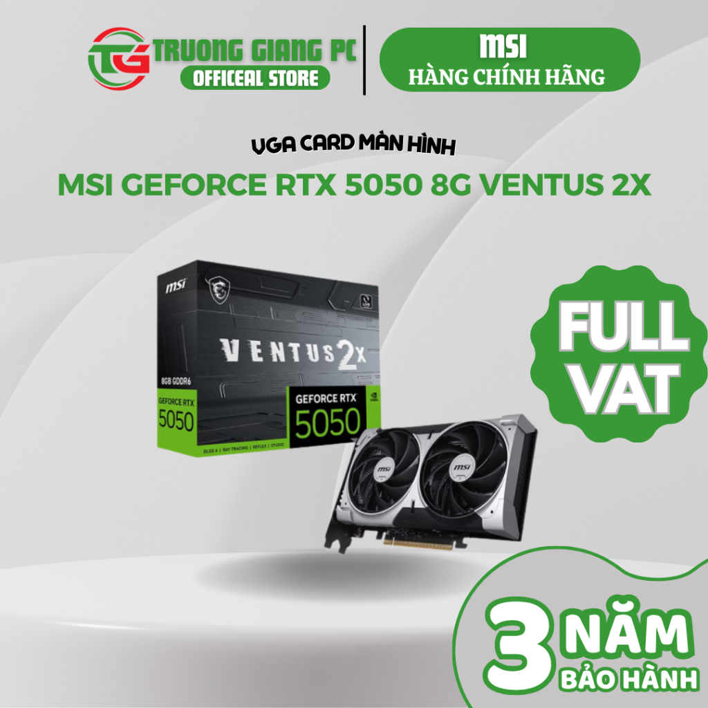 [SẢN PHẨM FULL VAT] VGA Card Màn Hình MSI GeForce RTX 5050 8G VENTUS 2X - BẢO HÀNH CHÍNH HÃNG 36 THÁNG | BigBuy360 - bigbuy360.vn