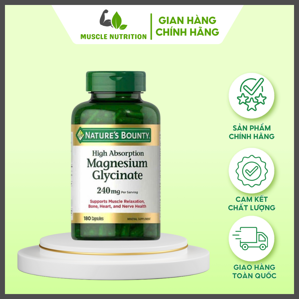 Nature’s Bounty Magnesium Glycinate – Magie Glycinate Hỗ Trợ Thư Giãn Cơ Bắp Và Giấc Ngủ