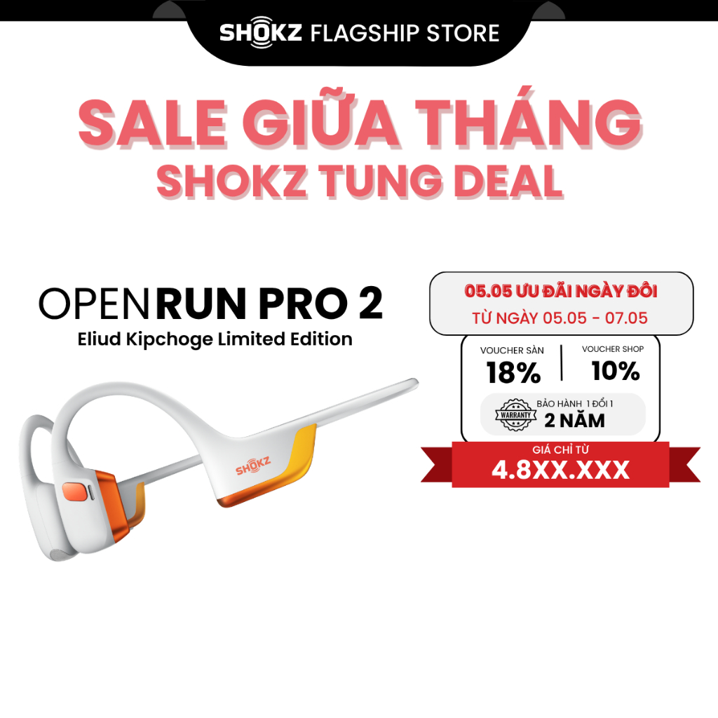 Tai nghe truyền xương Shokz OPENRUN PRO 2 S820 - Cam, Đen, Over-ear, IP55