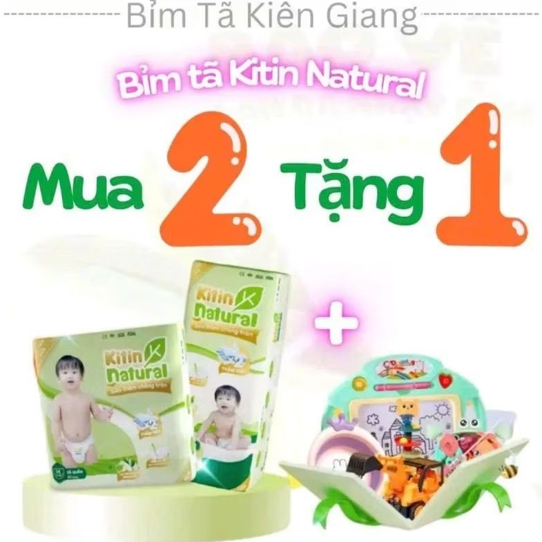 [ QUÀ TỰ CHỌN ] COMBO 2 BỊCH TÃ KITIN NATURAL ĐỦ SIZE DÀNH CHO BÉ