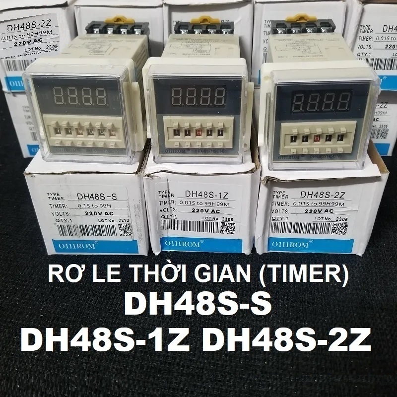 Rơ le thời gian, Bộ đặt thời gian, Relay timer DH48S-S DH48S-1Z DH48S-2Z DH48S-2ZH (kèm đế) 220V 24V