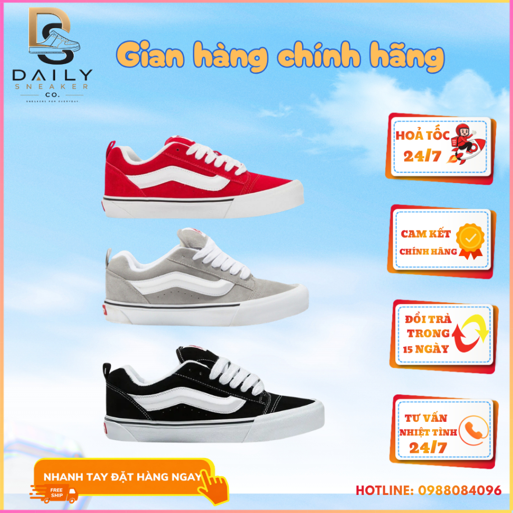 Giày Vans Knu Skool Đủ Phối Màu. Giày Sneaker Vans Knu Màu Đỏ Đen Nam Nữ Phối Đồ Hottrend Nam Nũ Ful