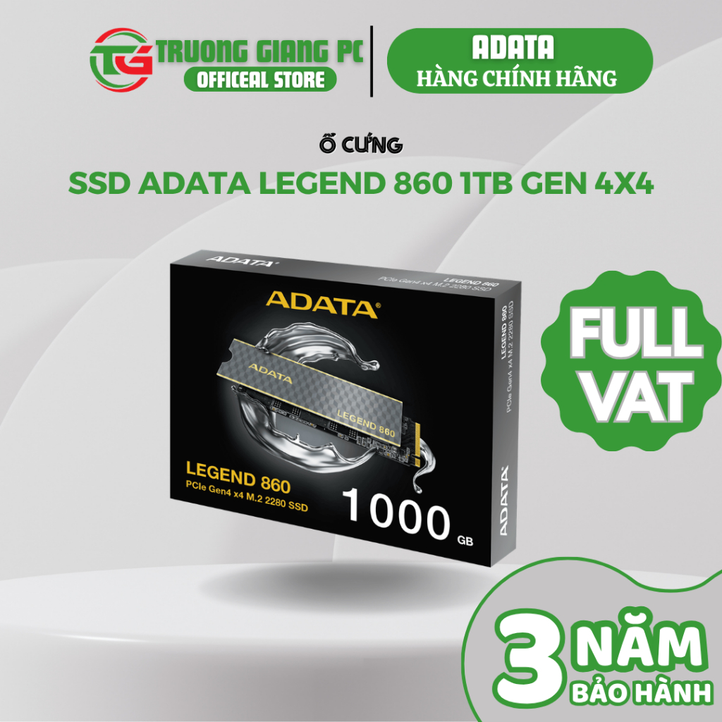 [SẢN PHẨM FULL VAT] Ổ Cứng SSD ADATA Legend 860 1TB M.2 NVMe PCIE Gen4x4 - BẢO HÀNH CHÍNH HÃNG 36 TH