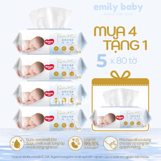 [Mua 4 tặng 1] Combo 4 bịch Khăn ướt Huggies Golden Wet Wipes 80 tờ