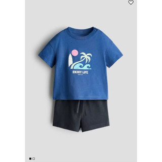 Set bộ bé trai cộc tay chất cotton HM auth