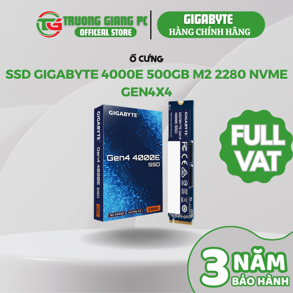 [SẢN PHẨM FULL VAT] Ổ Cứng SSD GIGABYTE 4000E 500GB M2 2280 NVMe Gen4x4 - BẢO HÀNH CHÍNH HÃNG 36 THÁ