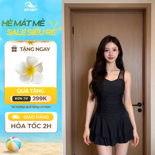 [K126B] Đồ bơi bikini nữ 1 mảnh liền thân chân váy xoè trong có đệm ngực lớp quần siêu đẹp kín đáo