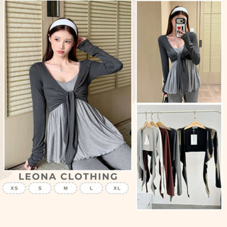 Áo Khoác Phối Layer Buộc Dây Trước Ngực - AK00010 - Leona Clothing