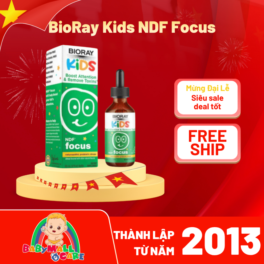 BioRay Kids NDF Focus – Hỗ Trợ Tập Trung & Loại Bỏ Độc Tố – Nhỏ Giọt – 59ml