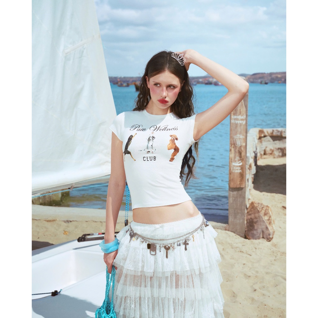 Remmus | Paw Wellness Club Baby Tee - Áo thun babytee graphic form ôm hack dáng - BST SUMMER SLUMBER