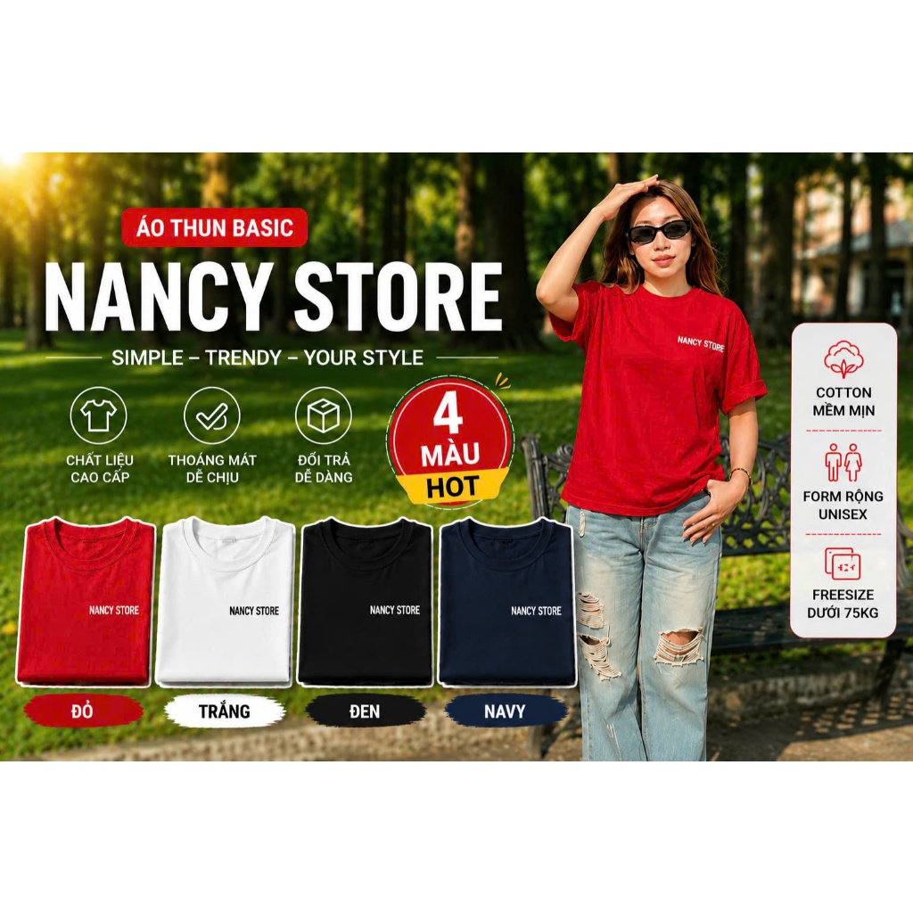 Áo Thun Form Rộng Unisex Cotton Mềm Co Giãn Nam nữ – NANCY STORE