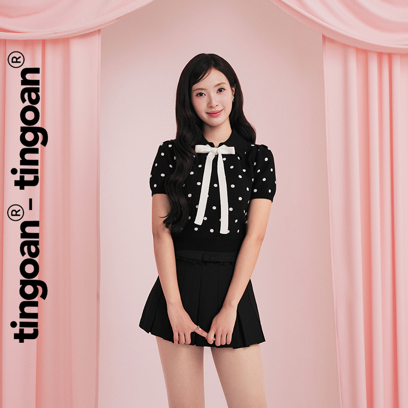 TINGOAN® x KOL - Áo len cổ bẻ chấm bi cổ nơ YURI DOTS | BigBuy360 - bigbuy360.vn