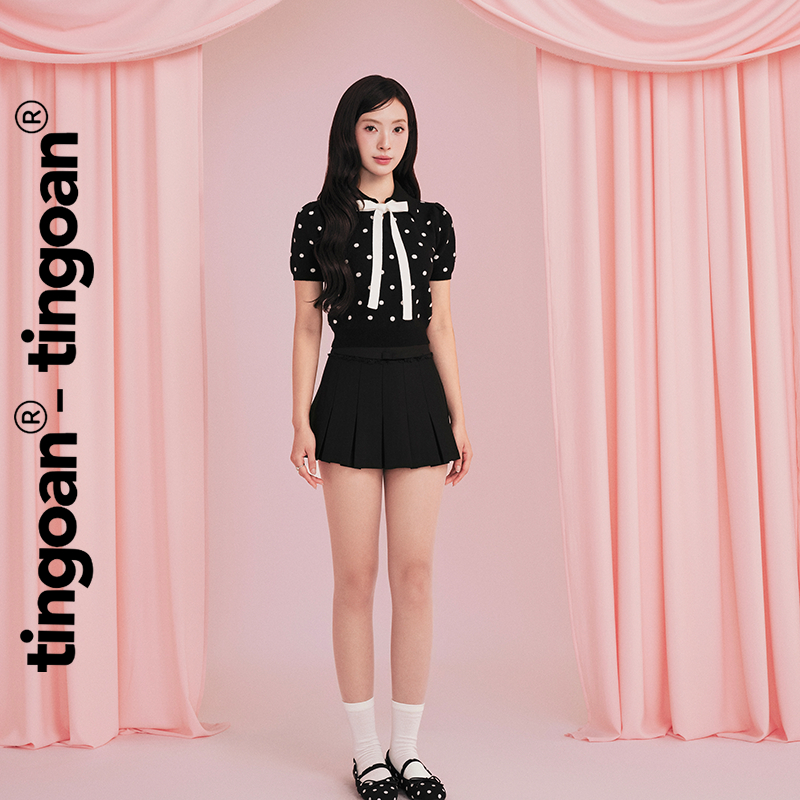 TINGOAN® x KOL - Áo len cổ bẻ chấm bi cổ nơ YURI DOTS | BigBuy360 - bigbuy360.vn