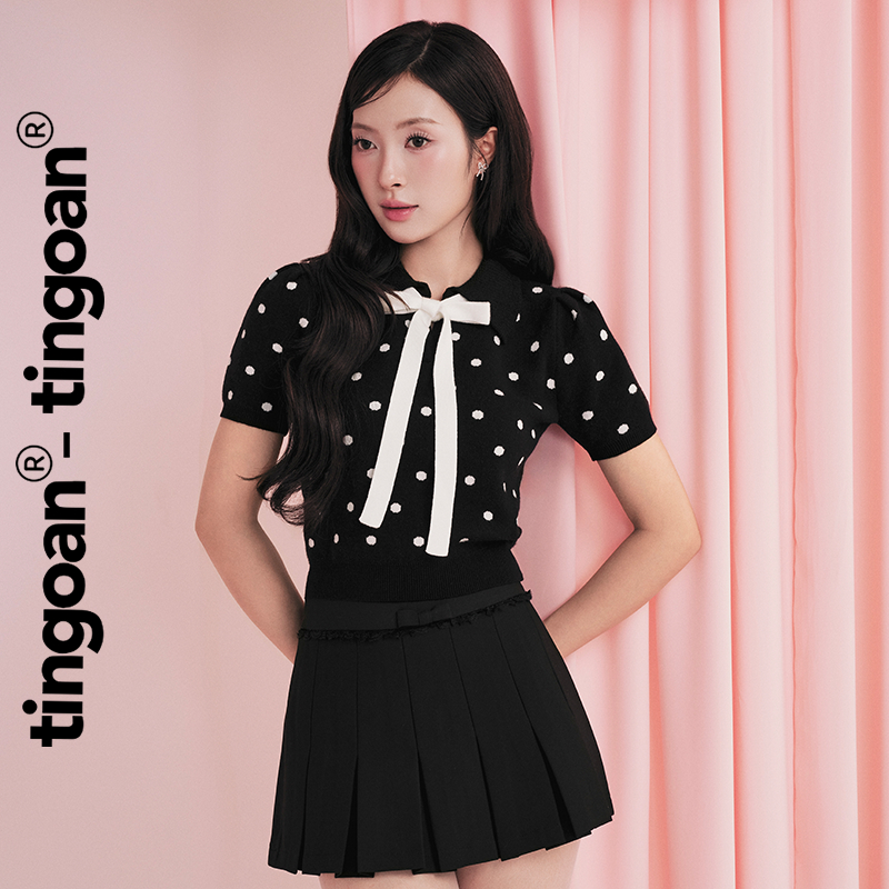 TINGOAN® x KOL - Áo len cổ bẻ chấm bi cổ nơ YURI DOTS | BigBuy360 - bigbuy360.vn
