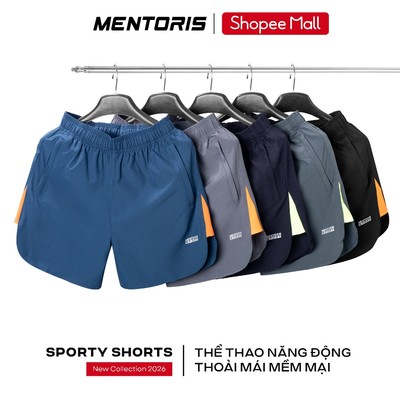 Quần Short Nam Thể Thao MENTORIS Vải Gió 5 Inch, Form Regular Fit, Nhẹ Mát Vận Động MASA25S001