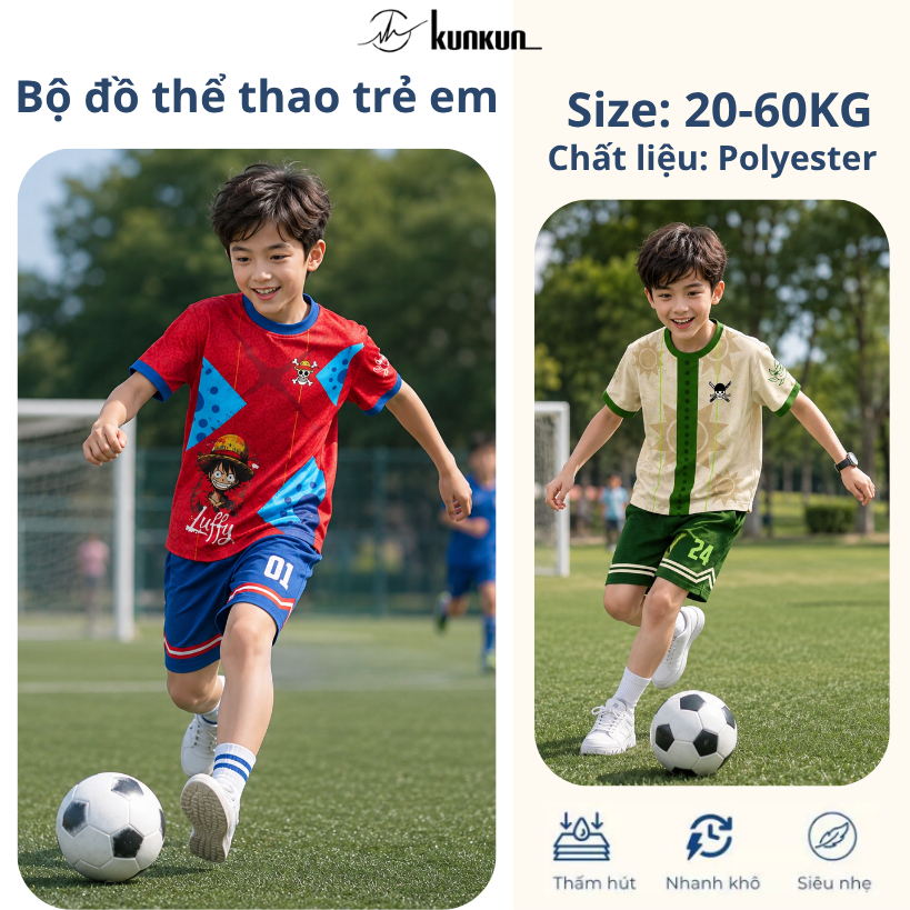 Đồ Bộ Thể Thao Bé Trai In 3D nhân vật hoạt hình siêu cấp,Đá Banh, Bóng Rổ TP1310-1311 | KunKun Kids