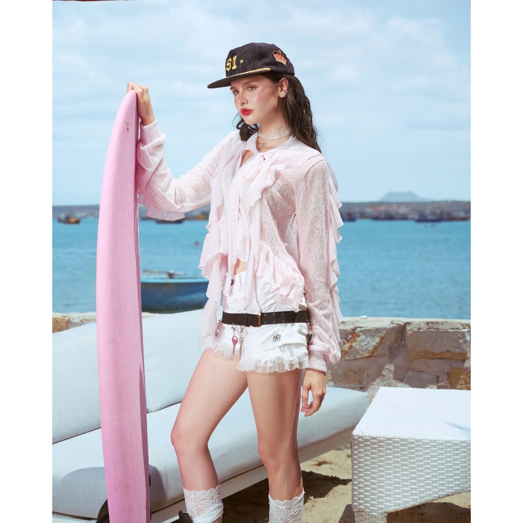 Remmus | Lacey Knit Top - Áo dệt kim xuyên thấu phối bèo - BST SUMMER SLUMBER