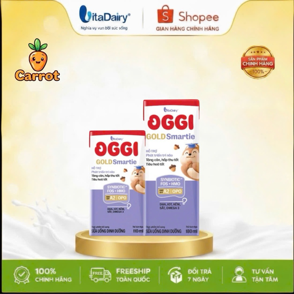 Sữa Pha Sẵn Oggi Gold Smartie 110ml/180ml - Thùng 24 Hộp - VitaDairy